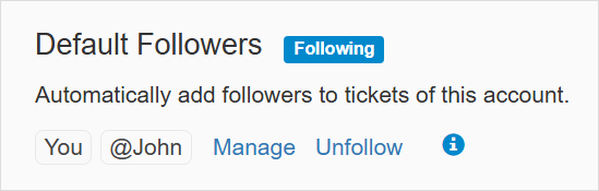 Set default followers for an account