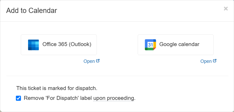 Add a ticket to the calendar