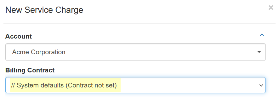 Adding a charge without associating it with a contract