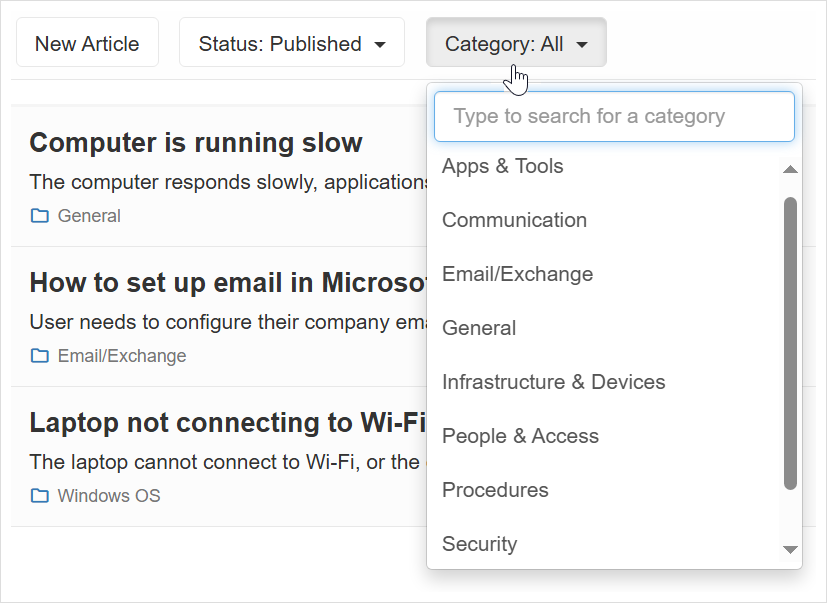View articles from a selected category
