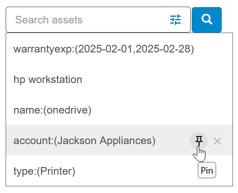 Pin a search to the top