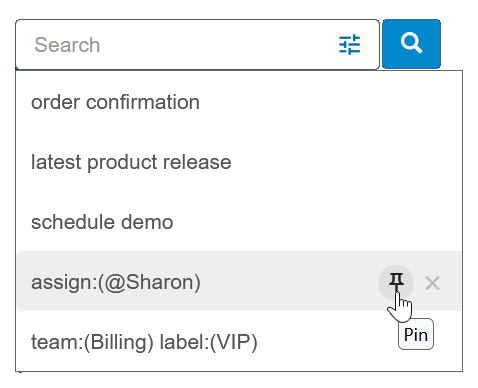 Pin a search to the top