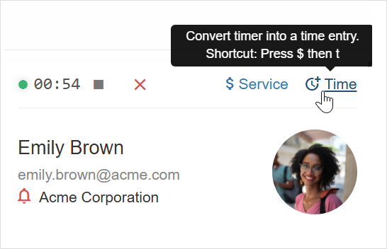 Convert a timer to a new time entry