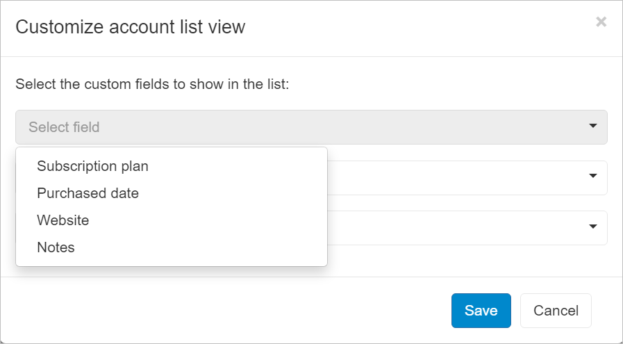 Customize accounts list view