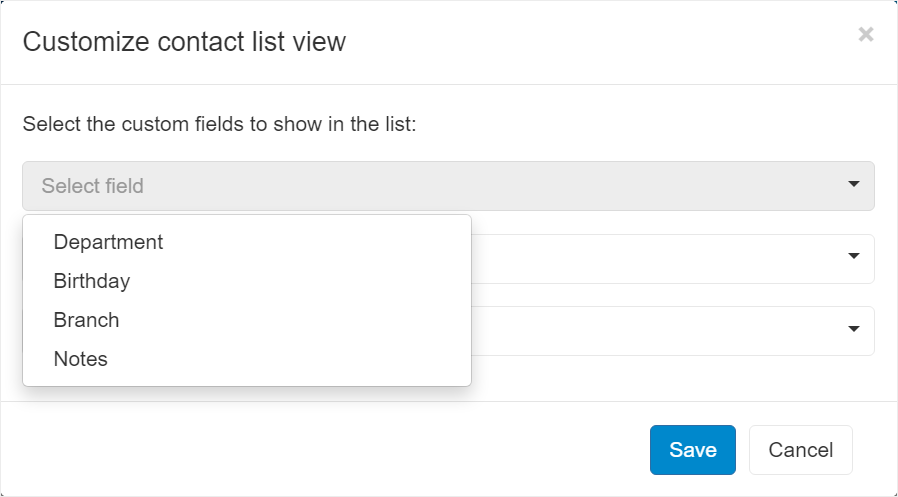 Customize contacts list