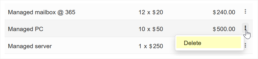 Delete contract price line