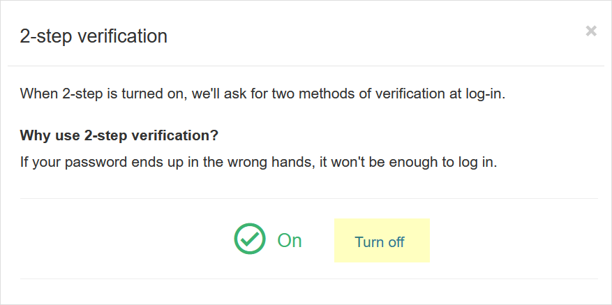 Disable 2-step verification