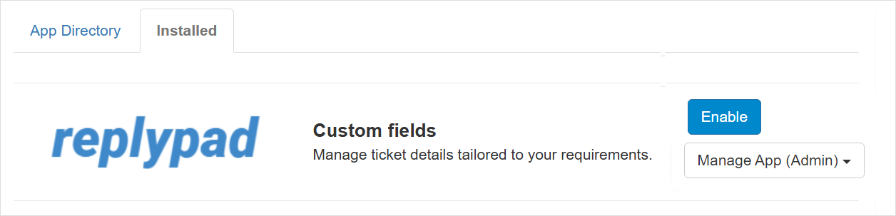 Enable the custom fields app for yourself