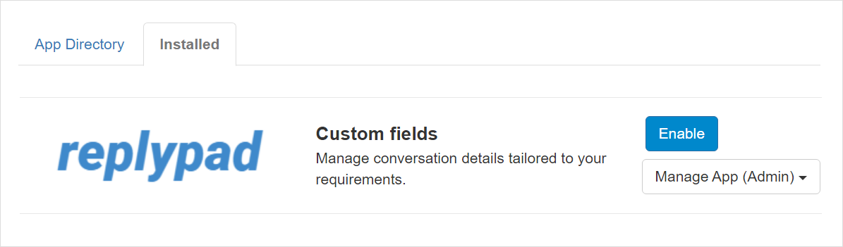 Enable the custom fields app for yourself