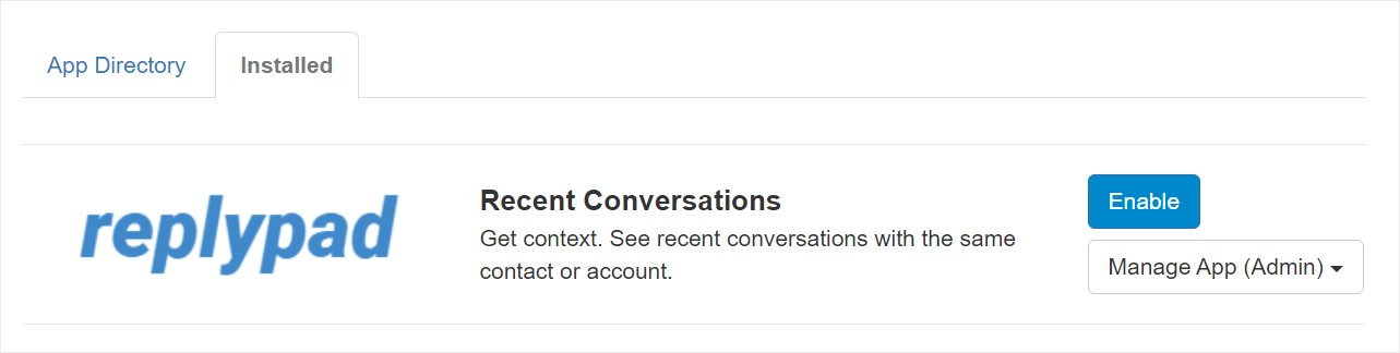 Enable the recent conversations app for yourself