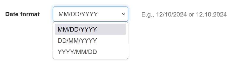 Select the date format