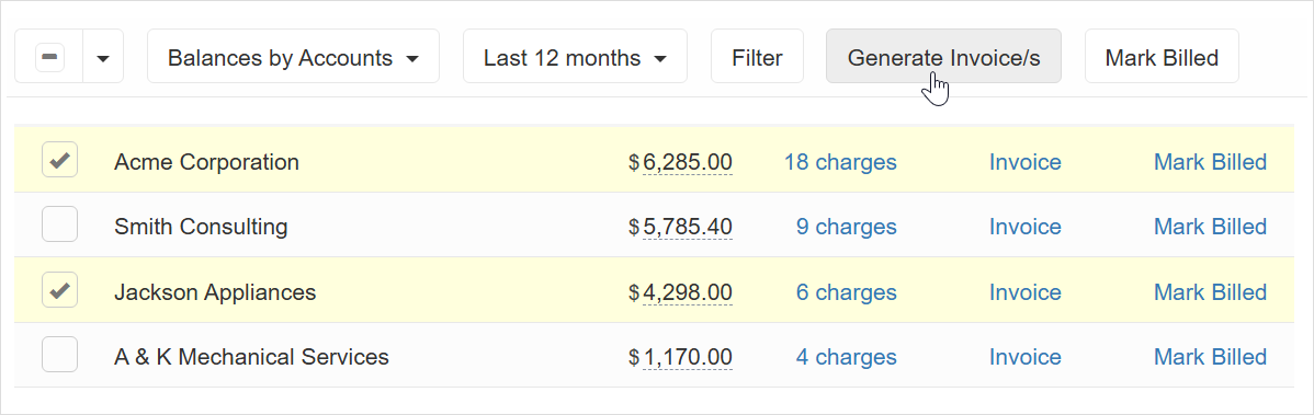 Generate an invoice for the customer