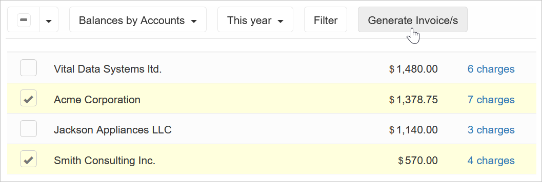 Generate an invoice for the customer