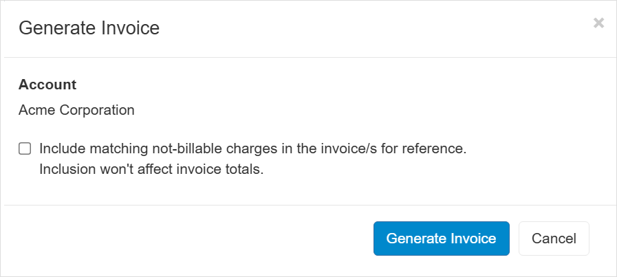 Generate invoice options