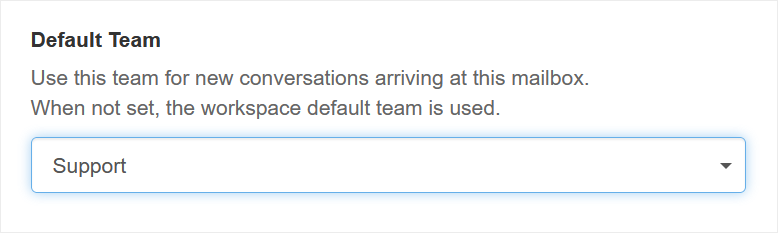 Set the mailbox default team