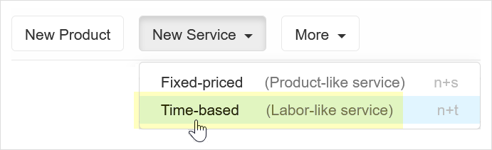 Click the button to add new time-based service
