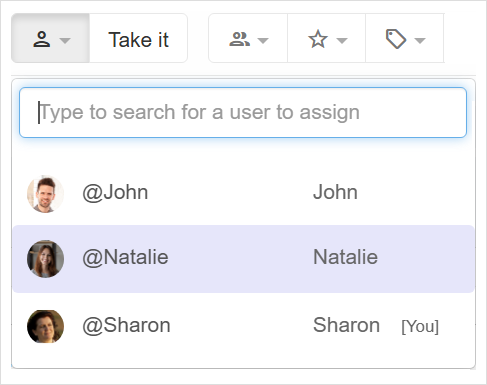 Assign a conversation to another user