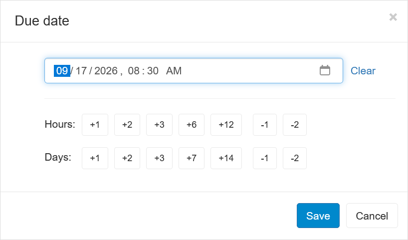 Set due date for the ticket