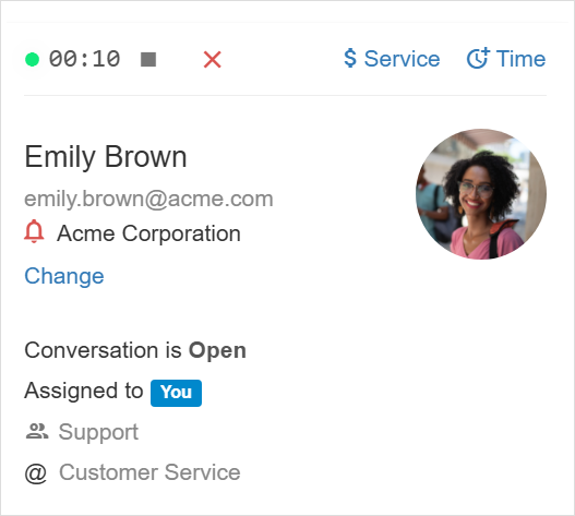 The timer panel within the conversation side bar.