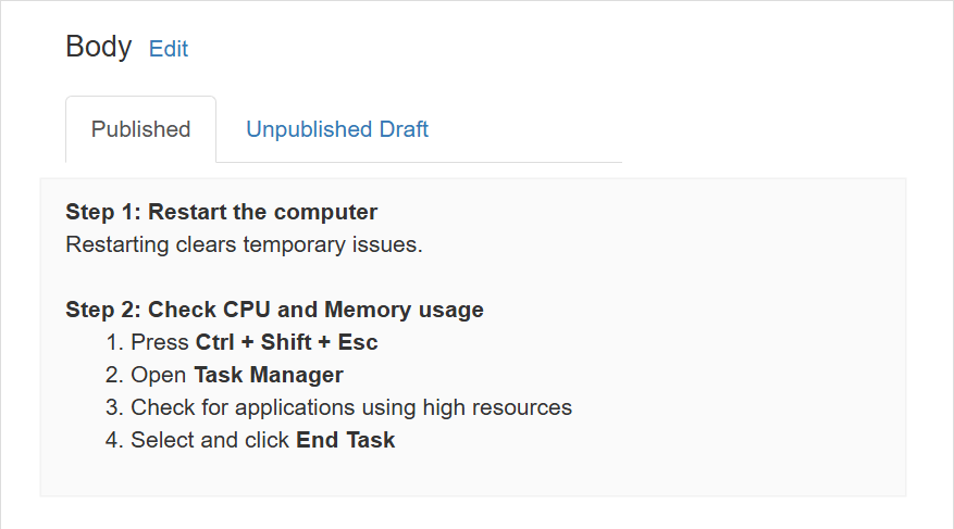 View unpublished changes