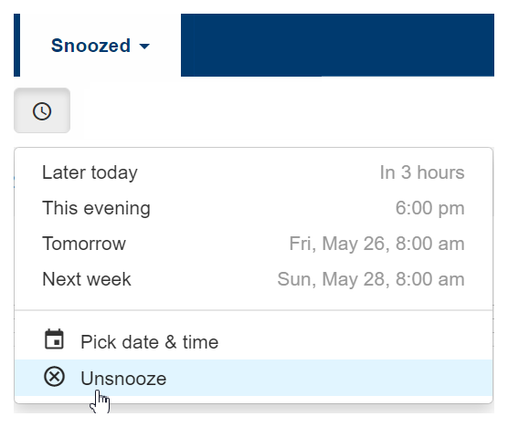 Unsnooze ticket