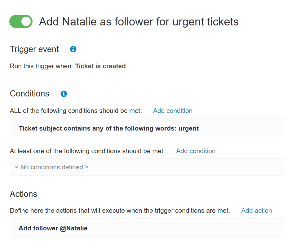 Trigger usage examples