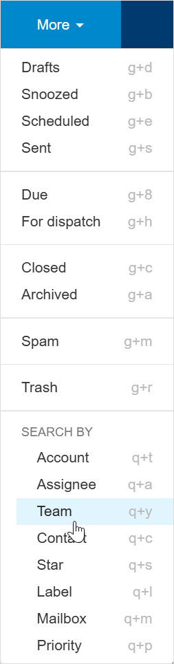 View/search tickets by team